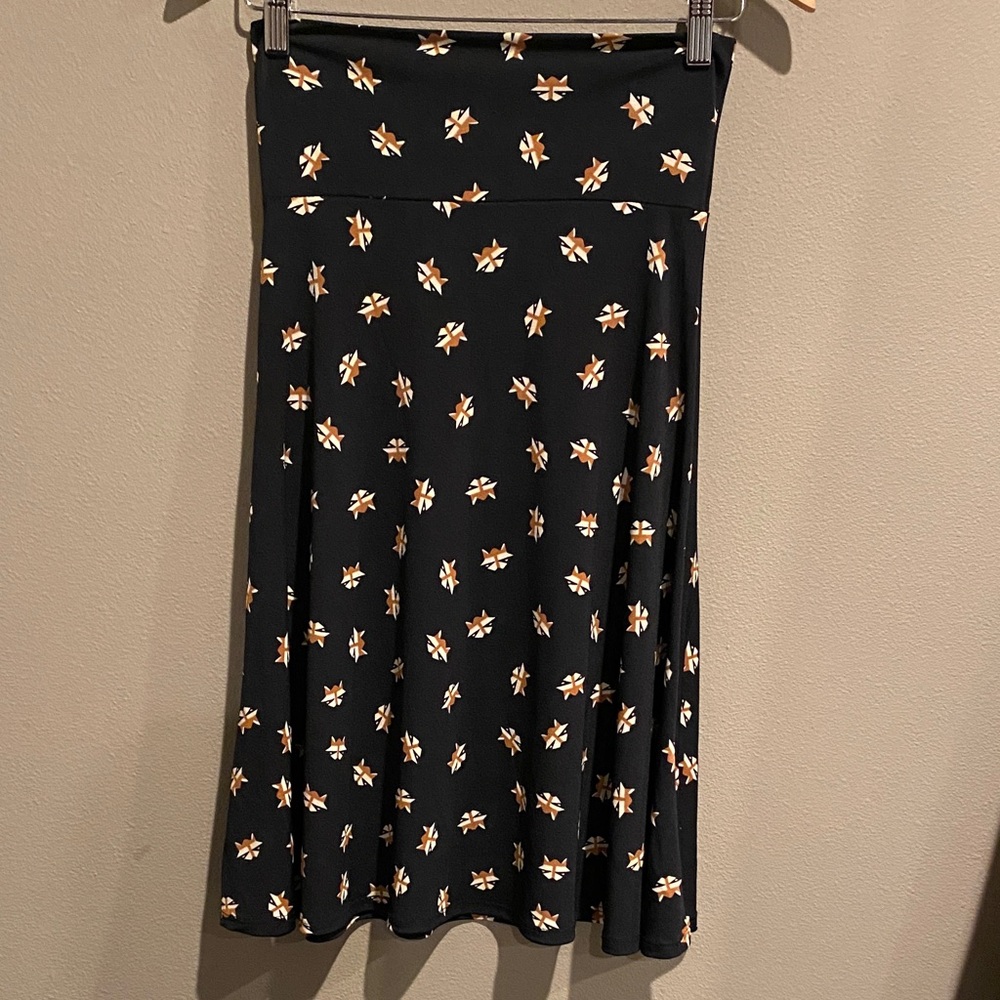 LuLaRoe Black A-Line Skirt with Fox Design